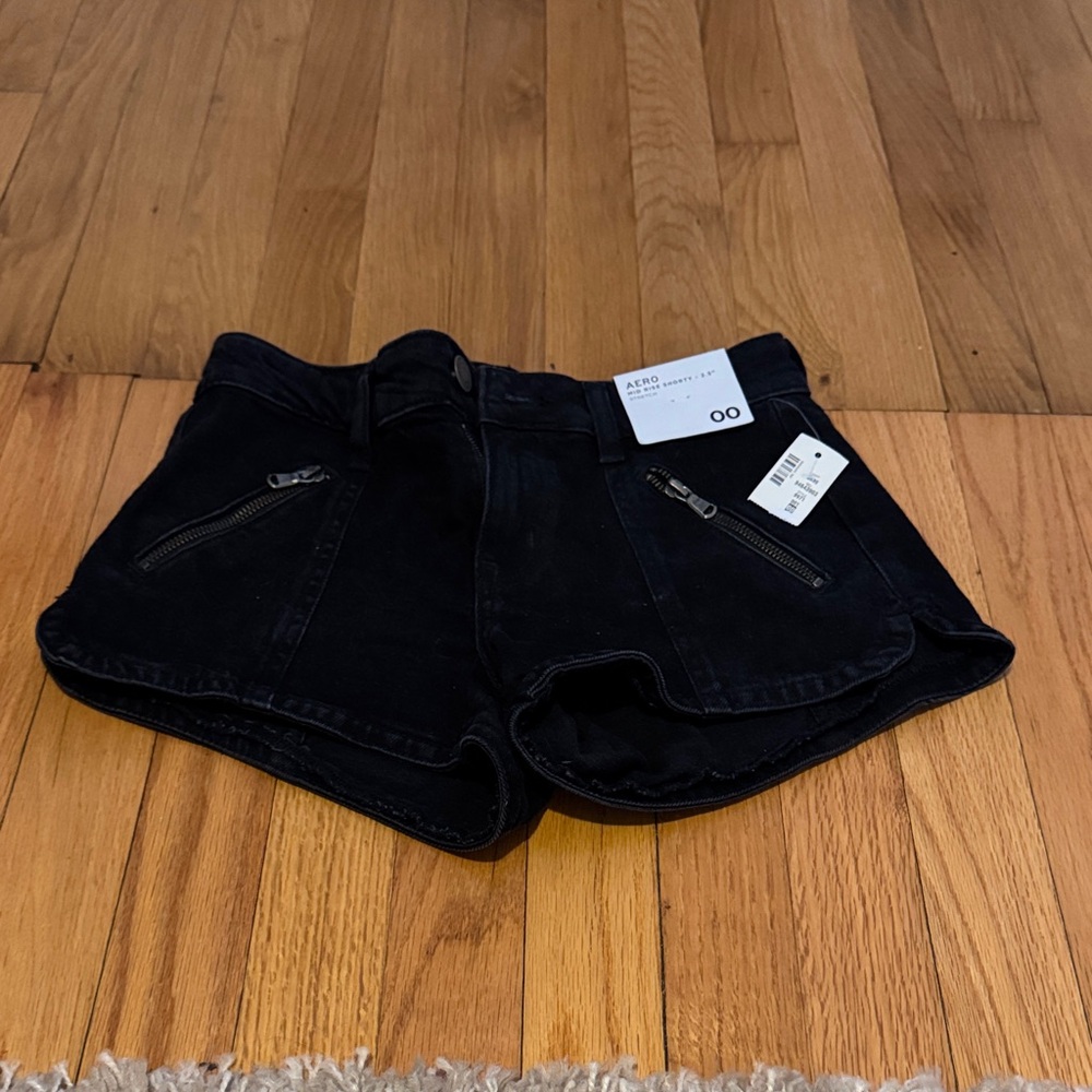 Aeropostale Black Jean Shorts with Zippered Pockets